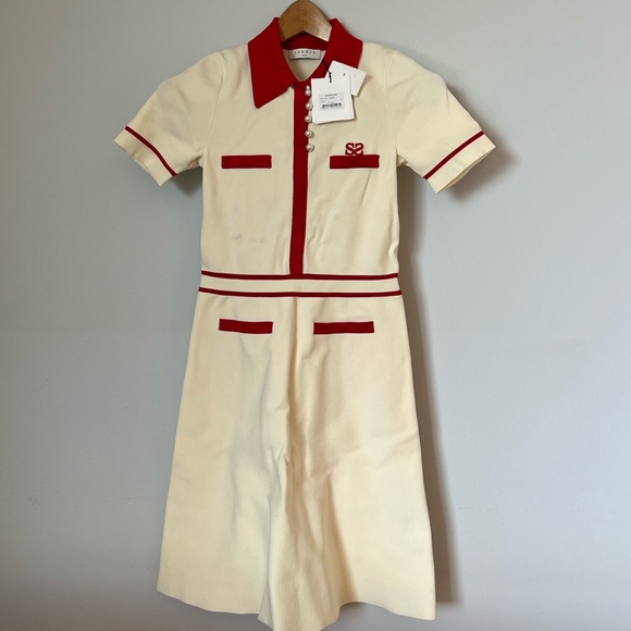 New with tags Sandro red white contrast tennis dress - Picture 5 of 5